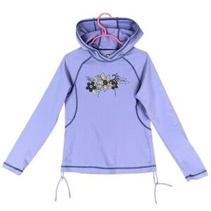 REI Kids Long Sleeve Sun Protection Swim Hoodie Shirt Floral Purple S Kids